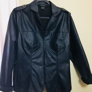 Ashley Stewart faux leather shirt jacket